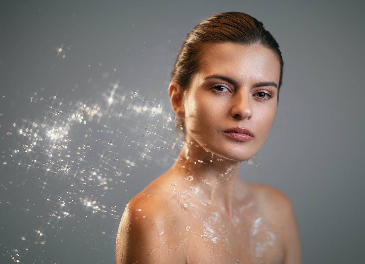 Wellness aging supplements displayed alongside a time-lapse visual of skin cell renewal in healthy adult tissue